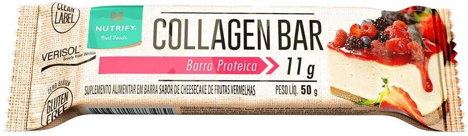 NUTRIFY COLLAGEN BAR 50G CHEESECAKE FRUTAS VERMELHAS